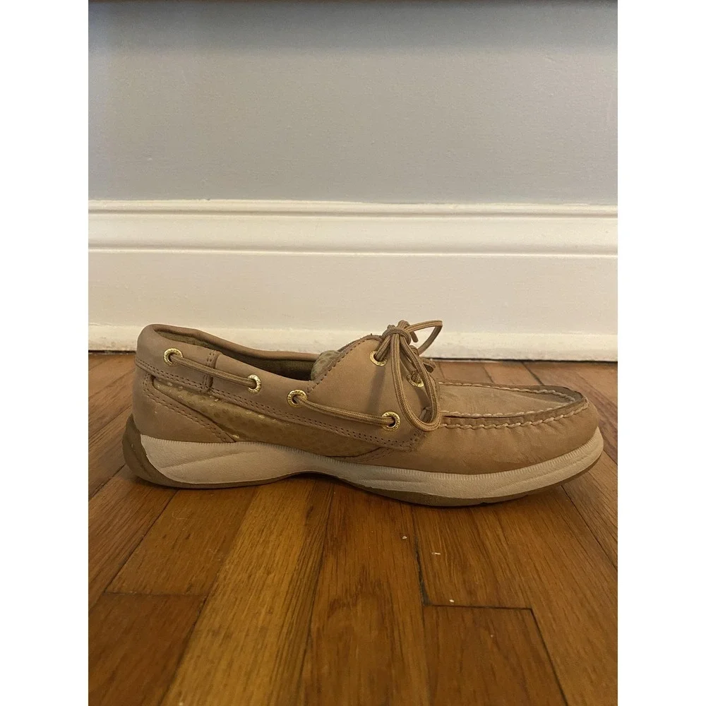 Sperry Top-Sider Shoes Womens Size 6 Tan Leather Boat Mesh Moc Toe STS92460